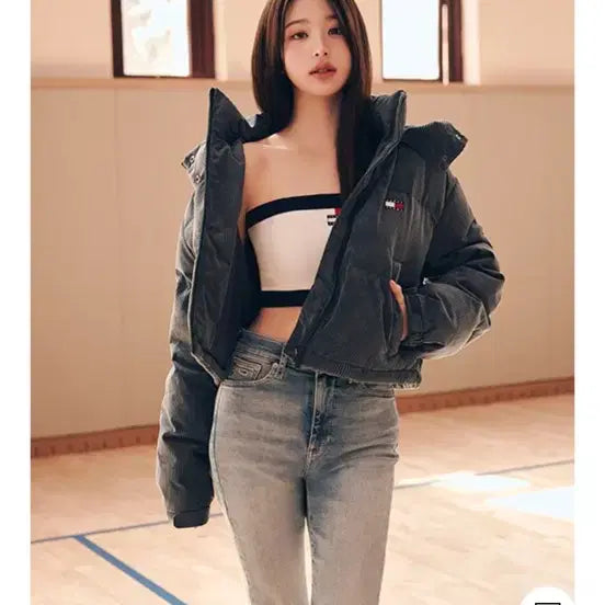 [BUNJANG] Tommy Jeans Corduroy Cropped Puffer Jacket S / 타미진스 코듀로이 크롭 패딩 S