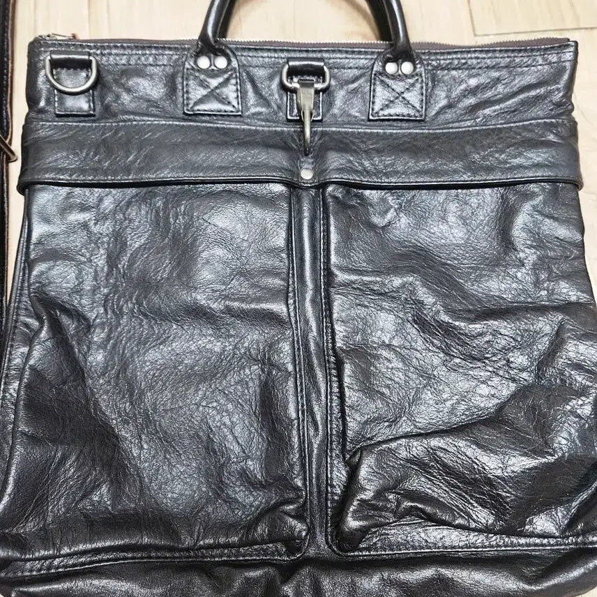 [BUNJANG] Horsehide Leather Helmet Bag Black / 말가죽 헬맷백 블랙
