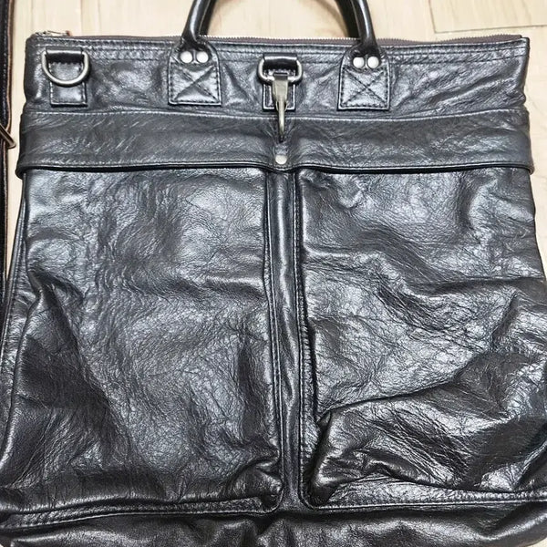[BUNJANG] Horsehide Leather Helmet Bag Black / 말가죽 헬맷백 블랙