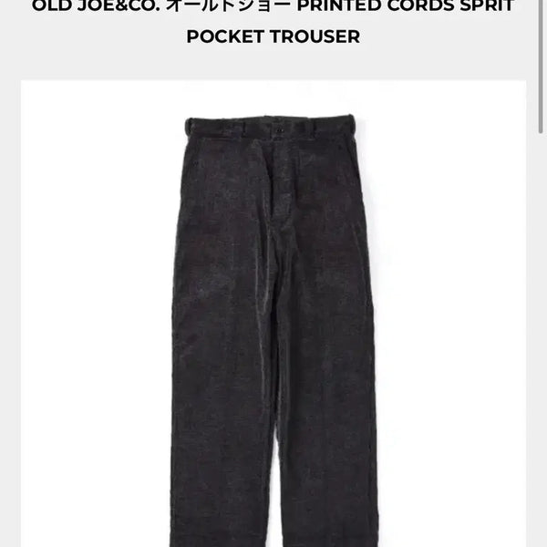 [BUNJANG] Old Joe 24AW Printed Corduroy Sprit Pocket Trousers / Old joe 올드도 프린티드 코듀로이 포켓 팬츠(36)