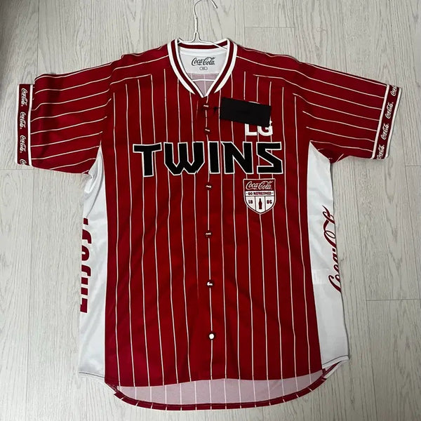 [BUNJANG] LG Twins Coca-Cola Collaboration Red Stripe Baseball Jersey Size 95 / LG트윈스 코카콜라 컬렉션 COKE 유니폼 레드 스트라이프 95
