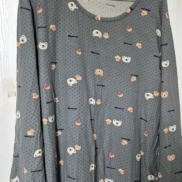 [BUNJANG] Dumb House Bear Pattern Long Sleeve T-Shirt / 덤브하우스 덤브하우스 곰돌이 패턴 긴팔티