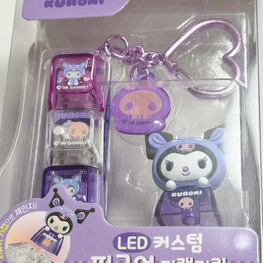 [BUNJANG] Sanrio Kuromi LED Custom Figure Keycap Keychain (Sealed) / 산리오 쿠로미 LED 커스텀 피규어 키캡 키링 미개봉 박스 새상품 정품