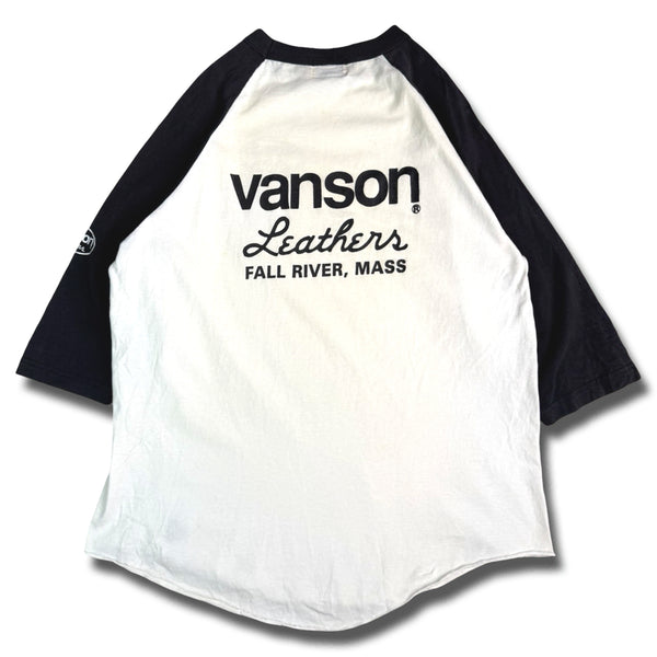 [BUNJANG] Vanson Vintage Lettering Graphic 7-Sleeve T-Shirt / 밴슨 빈티지 레터링 그래픽 7부 소매 티셔츠
