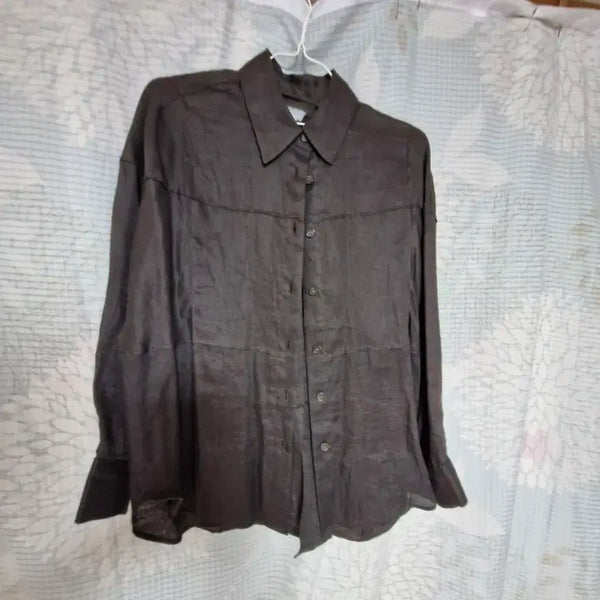 [BUNJANG] Urban Rêve Linen Shirt Brown / 어반이유 마 셔츠 브라운