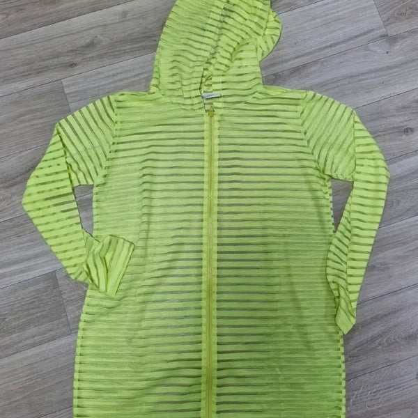 [BUNJANG] Fluorescent Stripe Hooded Zip-Up (Small) / 형광 스트라이프 후드 집업 .새옷