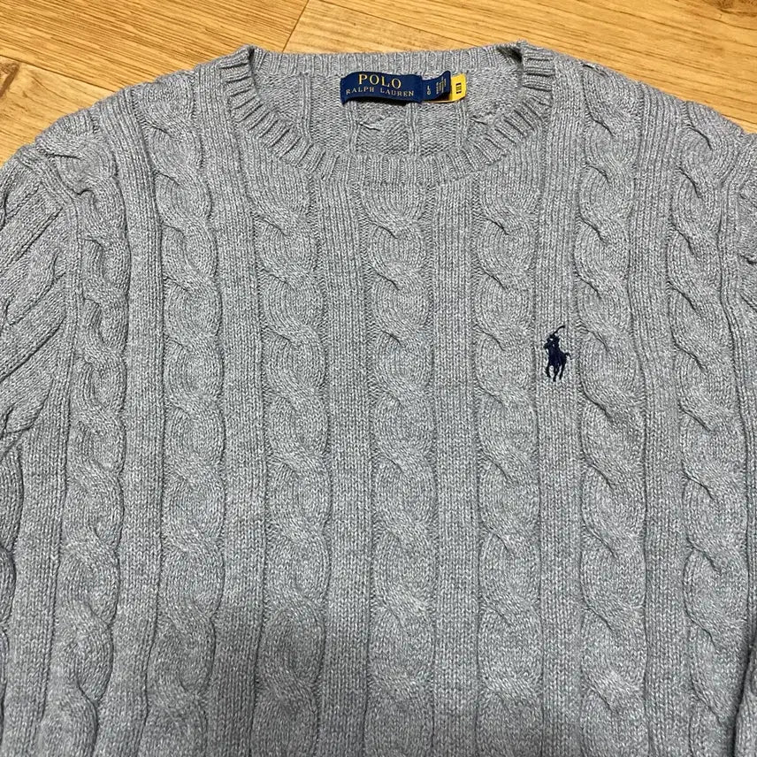 [BUNJANG] Polo Ralph Lauren New Cable Knit Sweater Grey L / 폴로 신형 케이블니트 그레이 L사이즈 (105사이즈) 백화점QR정품