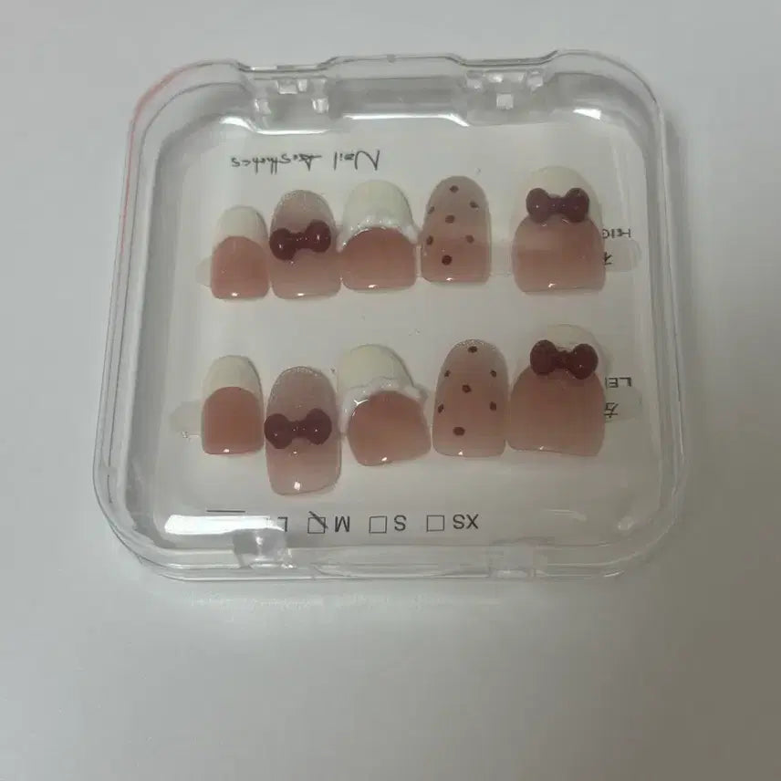 [BUNJANG] Ribbon Dot French Nail Tips / 리본 도트 프렌치 네일팁