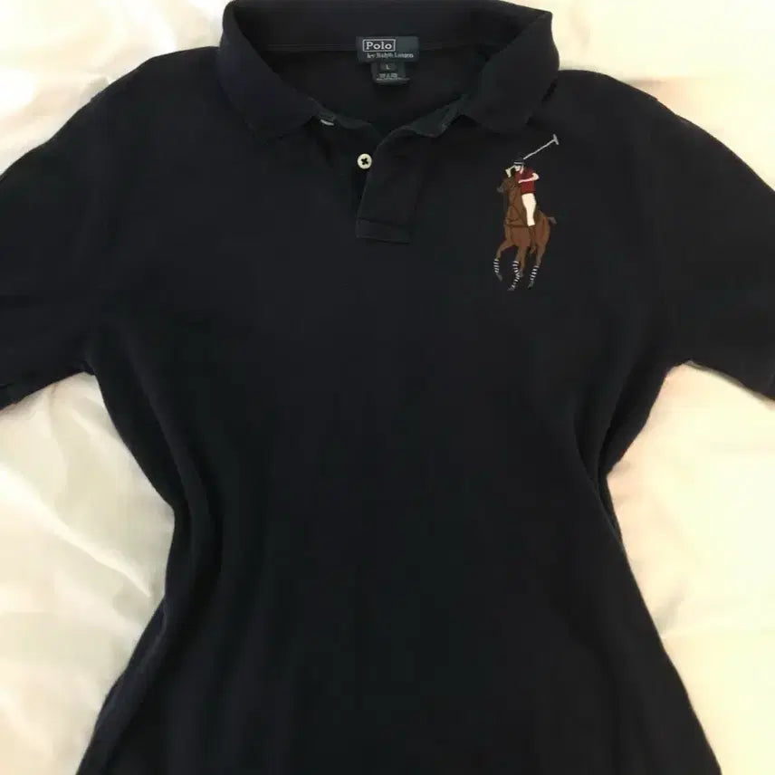 [BUNJANG] Big Pony Color T-shirt Navy / 빅포니카라티 네이비