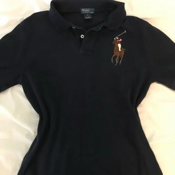 [BUNJANG] Big Pony Color T-shirt Navy / 빅포니카라티 네이비