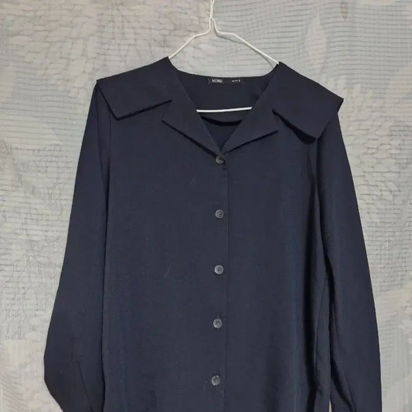 [BUNJANG] Mixxo Navy Blouse with See-Through Detail / 믹쏘 네이비 블라우스