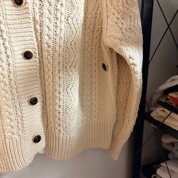 [BUNJANG] Golden Paper Cable Knit Cardigan / 골든페이퍼 케이블 가디건