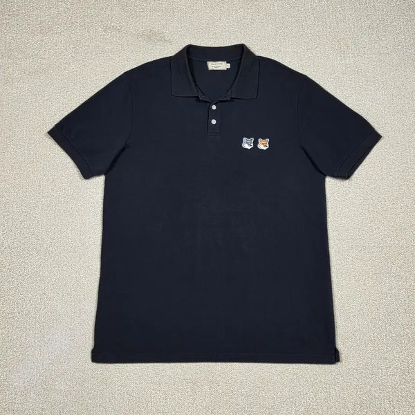 [BUNJANG] Maison Kitsuné Double Fox Head Patch Pique Polo T-Shirt XL / [메종키츠네] 더블 폭스 헤드 패치 피케 폴로 티셔츠 | S00646