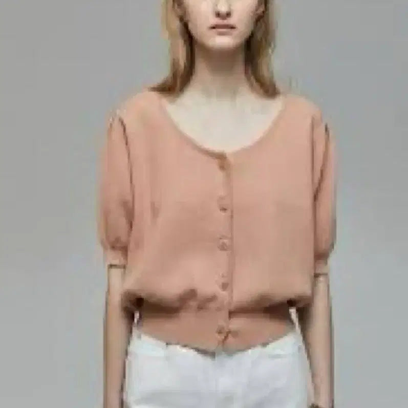 [BUNJANG] Dunst Coral Scoop Neck Puff Sleeve Cardigan S / 던스트 코랄 스쿱넥 퍼프 슬리브 가디건 S