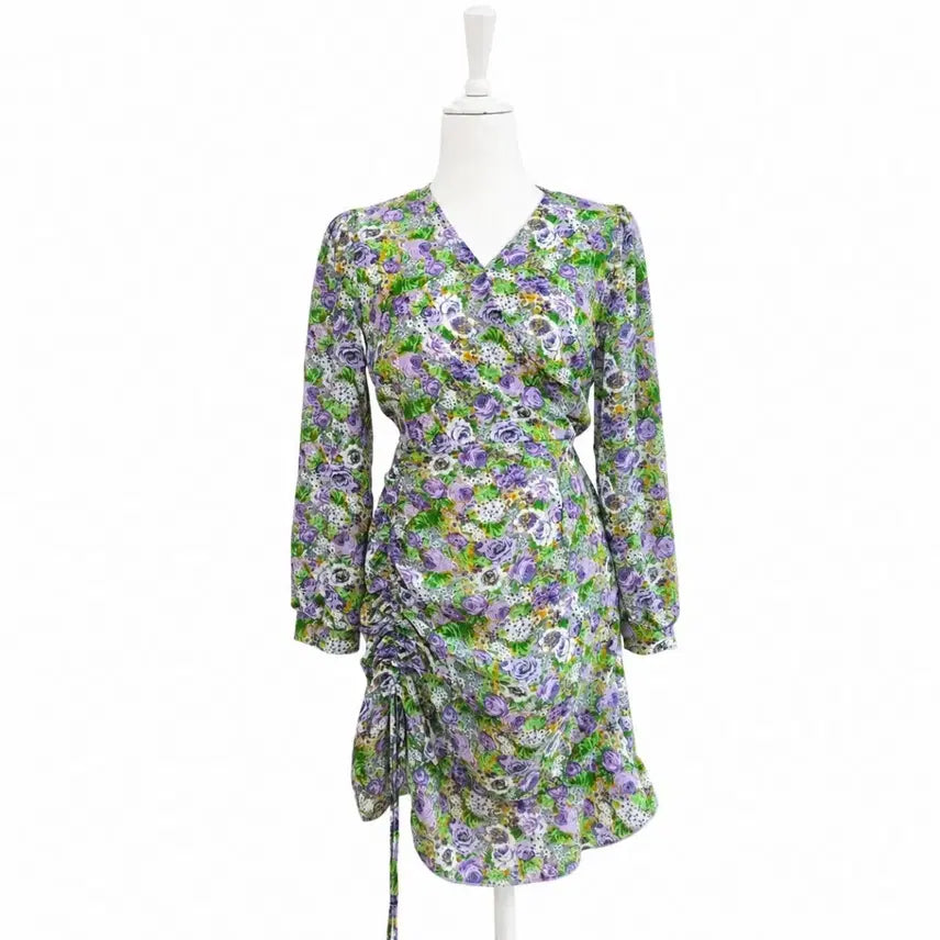 [BUNJANG] Chiffon Shirring Floral Print Dress / 쉬폰 셔링 꽃무늬 원피스
