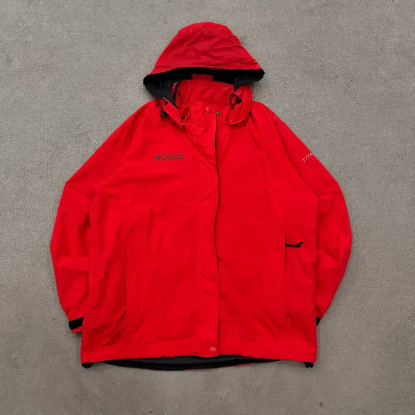 [BUNJANG] Columbia 95 Red Windbreaker Hooded Jacket / 95 컬럼비아 레드 바람막이 후드 자켓
