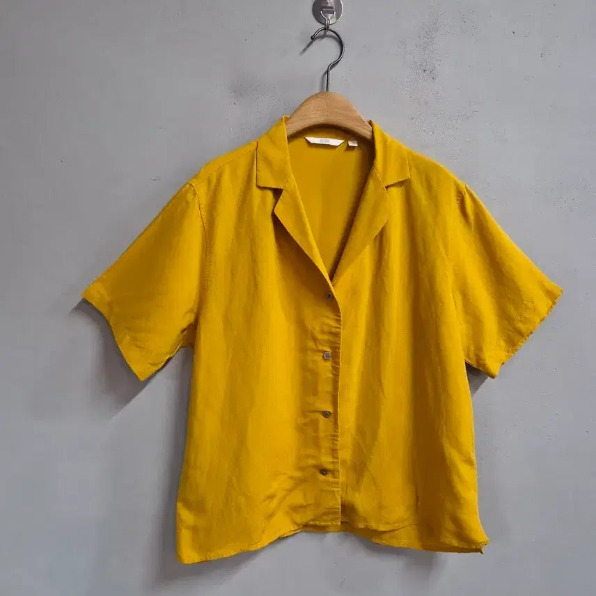 [BUNJANG] Uniqlo Linen Blend Open Collar Shirt M / 유니클로 린넨 블렌드 오픈 카라 셔츠 M