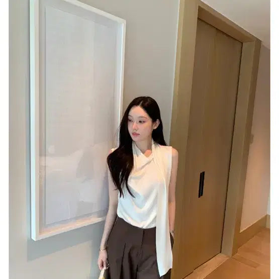 [BUNJANG] Objet est Etoffe Scarf Top Ivory / 오브제스트 etoffe 스카프 탑 아이보리