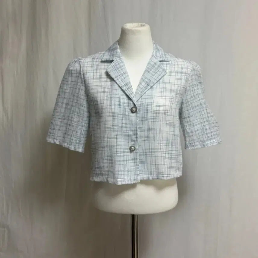 [BUNJANG] Cropped Puff Short Sleeve Jacket / 크롭 반팔 퍼프 자켓