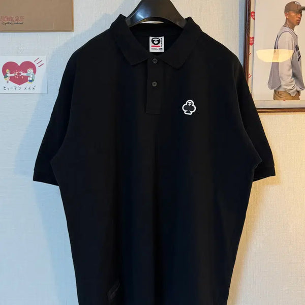 [BUNJANG] AAPE Clover Patch Short Sleeve Polo Shirt / AAPE 에이프 클로버 패치 반팔 카라티