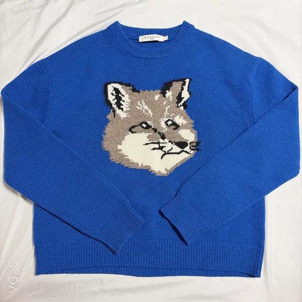 [BUNJANG] Maison Kitsuné Fox Head Knit Blue L / 메종키츠네 폭스헤드 니트 블루
