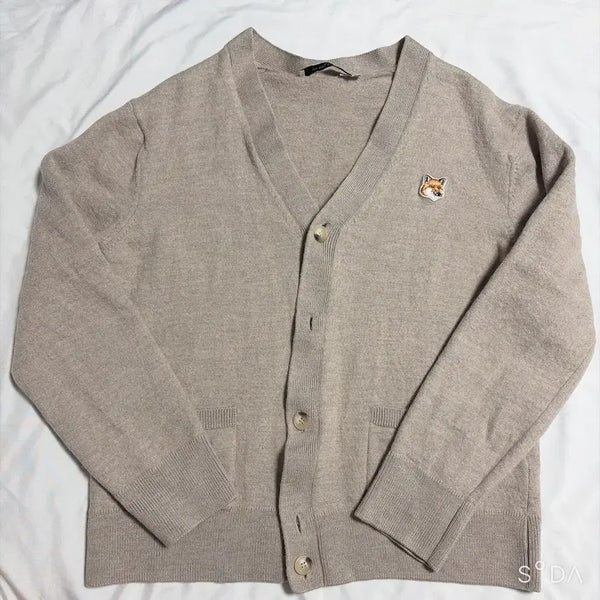 [BUNJANG] Maison Kitsuné Fox Head Cardigan Beige XL / 메종키츠네 폭스헤드 가디건 베이지