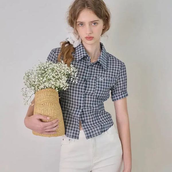 [BUNJANG] Apparel Archive Checkered Short Sleeve Shirt Navy / [새상품] 체크 반팔 셔츠 네이비