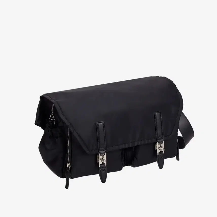 [BUNJANG] Vunque Hey Double Pocket Shoulder Medium Black Bag / 분크 헤이 더블 포켓 숄더 미듐 블랙
