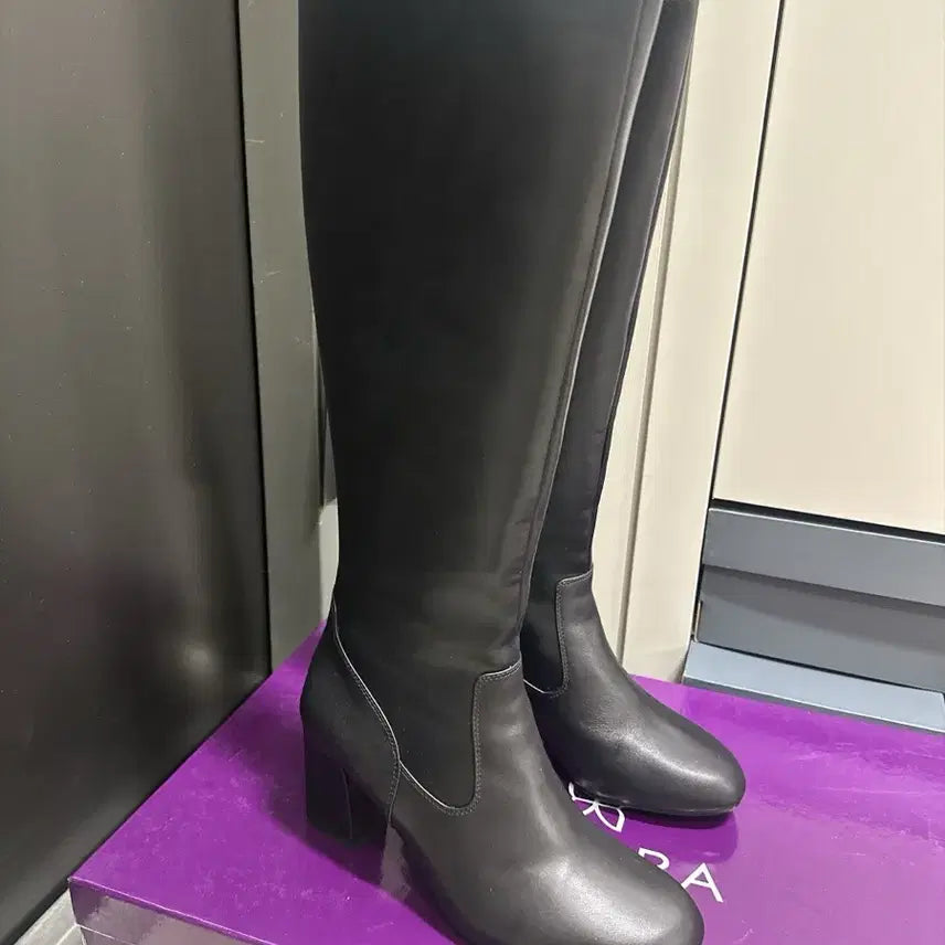 [BUNJANG] Barbara Leather Fur Lined Long Boots (Size 235) / 바바라 소가죽 퍼 탈부착 기모 롱부츠 235