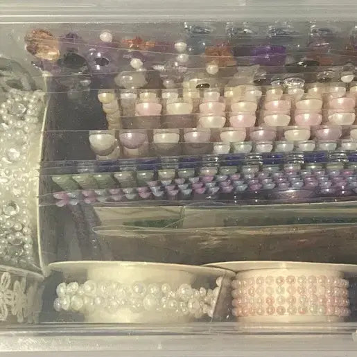 [BUNJANG] Assorted Rhinestone & Bead Sticker Tape Set (Unsealed) / 비즈 보석 큐빅 스티커 테이프 (미개봉/중고)