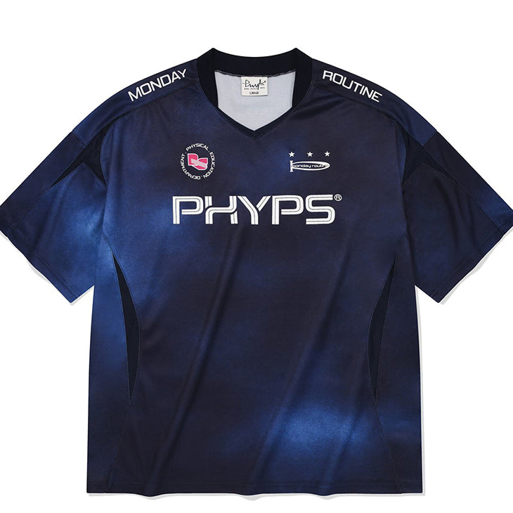 [BUNJANG] MONDAY ROUTINE Navy V-Neck Short Sleeve Soccer Jersey XL / 사커 저지 브이넥 숏슬리브 네이비 XL