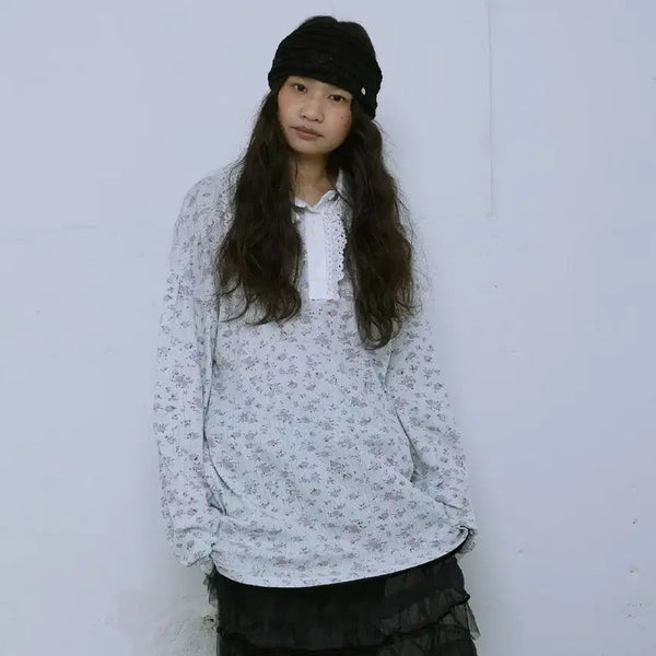 [BUNJANG] Hocus Pocus Lace Collar Flower T-shirt Mint / 호쿠스포쿠스 Lace Collar Flower T-shirt Mint