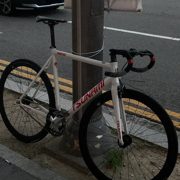 [BUNJANG] Tsunami Red White L Size Bicycle Frame with Custom Parts / 쓰나미 레드화이트 급처