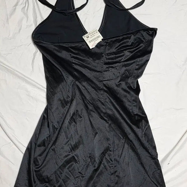[BUNJANG] ZARA Black Satin Halterneck Mini Dress M / (새상품)[ZARA] 블랙 새틴 홀터넥 미니 원피스 M