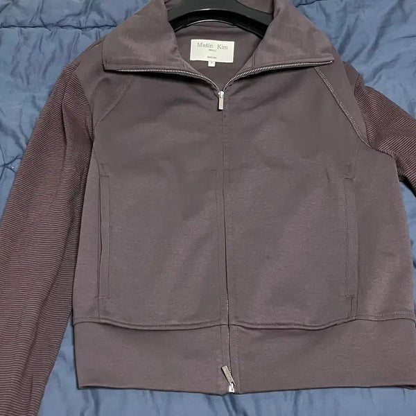 [BUNJANG] Matinkim Highneck Sleeve Two-way Stripe Zip-up / 마뗑킴 하이넥 슬리브 투웨이 스트라이프 집업