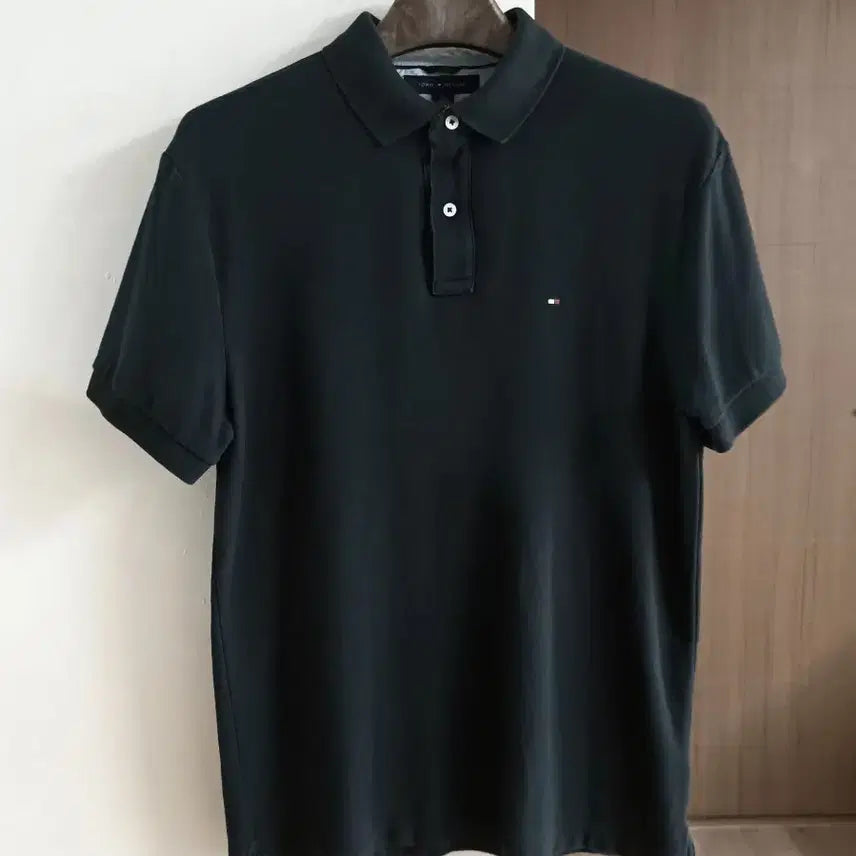 [BUNJANG] Tommy Hilfiger Custom Fit Black Short Sleeve Polo Shirt L / 타미힐피거 커스텀핏 블랙 반팔 카라티 L