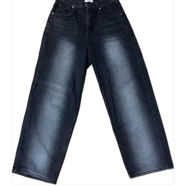 [BUNJANG] TRIPLE 2 Black Washed Wide Denim Pants / 블랙 워싱 와이드 데님 팬츠