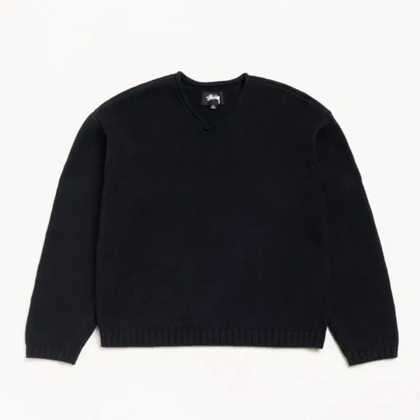 [BUNJANG] Stussy Roll V Neck Knit Black XL / 스투시 롤 브이넥 니트 블랙 XL