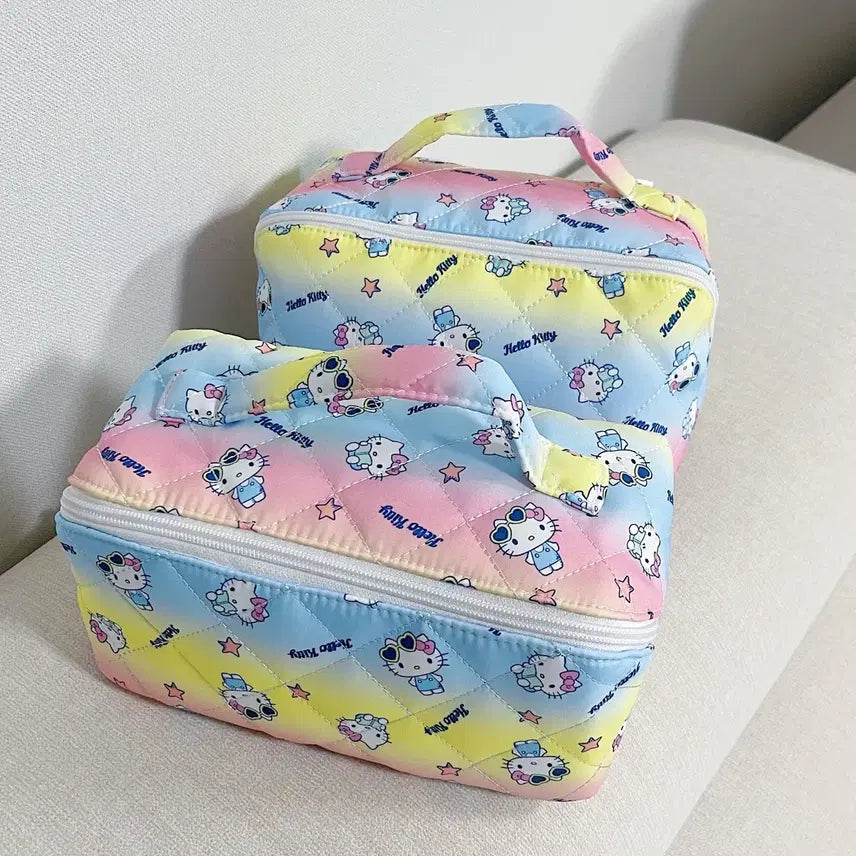 [BUNJANG] Hello Kitty Pastel Rainbow Quilting Pouch / 헬로키티 파스텔 무지개 퀼팅 파우치 / 개당