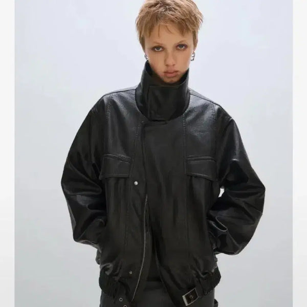[BUNJANG] Please Project Vegan Leather Jacket / 플리즈프로젝트 비건 레더 자켓