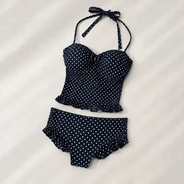 [BUNJANG] Ruffle Dot Halterneck Bikini / 프릴 도트 홀터넥 비키니