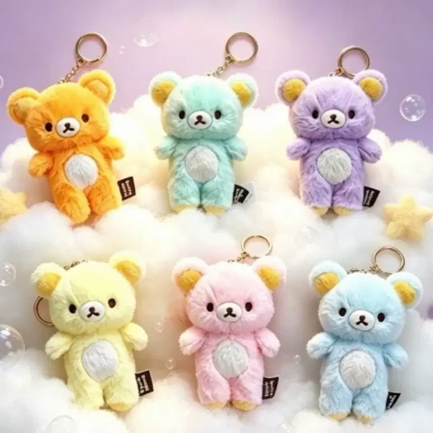 [BUNJANG] Rilakkuma Sherbet Pastel Colorful Mascot Plush Doll Keychain Charm (Overseas Edition) / (예약) 리락쿠마 해외판 셔벗 파스텔 컬러풀 마스코트 누이 인형 키링 참