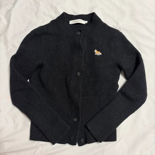 [BUNJANG] Maison Kitsuné Fox Embroidery Cardigan Black XS / 메종키츠네 폭스 자수 가디건 블랙 XS