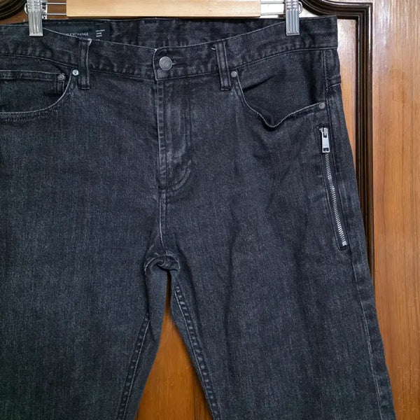 [BUNJANG] Armani Exchange Slim Straight Washed Denim Jeans (34) / 알마니 청바지 34 아르마니 워싱 블랙 그레이 슬림 청바지 데님 팬츠 등산 캠핑 골프 러닝 무신사