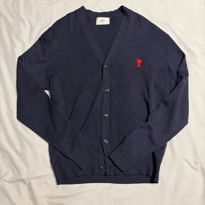[BUNJANG] AMI Heart Logo Cardigan Navy XXL / 아미 하트 로고 가디건 네이비 XXL