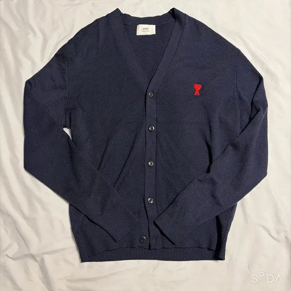 [BUNJANG] AMI Heart Logo Cardigan Navy XXL / 아미 하트 로고 가디건 네이비 XXL