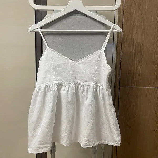 [BUNJANG] F Harmony Sleeveless White Top / F / 하모니 HARMONY 민소매 슬리브리스 화이트 국내생산