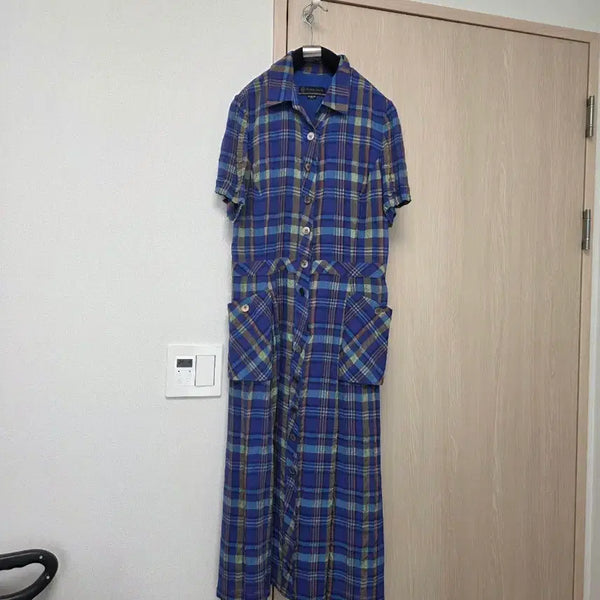 [BUNJANG] CLARA YOON Rayon Plaid Shirt Dress / 레이온  CLARA YOON 체크 셔츠 원피스 77(66권장)