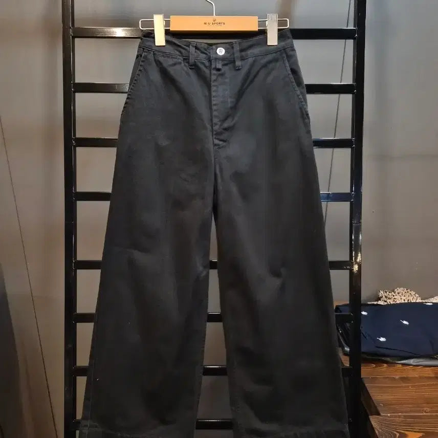 [BUNJANG] HERITAGEFLOSS Black Cotton High-Waist Wide Pants / [S] 헤리티지플로스 HERITAGEFLOSS 블랙 코튼 하이웨스트 와이드 팬츠 6.9