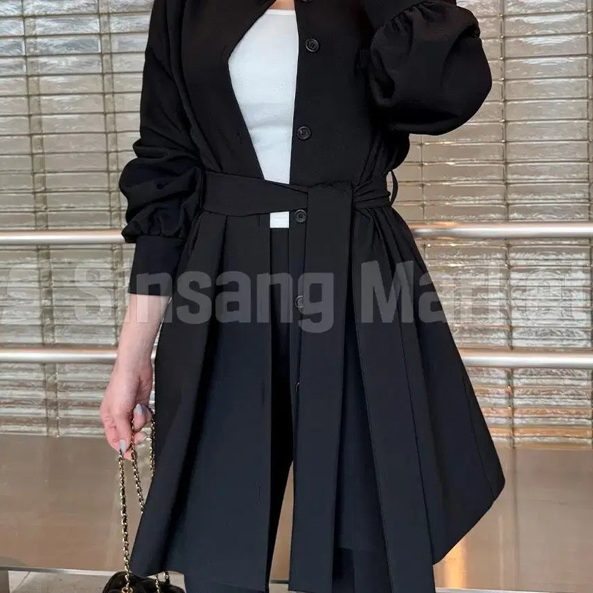 [BUNJANG] Baron One Piece Jacket Half Coat / [빠른발송] 바론 원피스 자켓 국내 하프 코트 스트랩 끈 단추 라운드 패